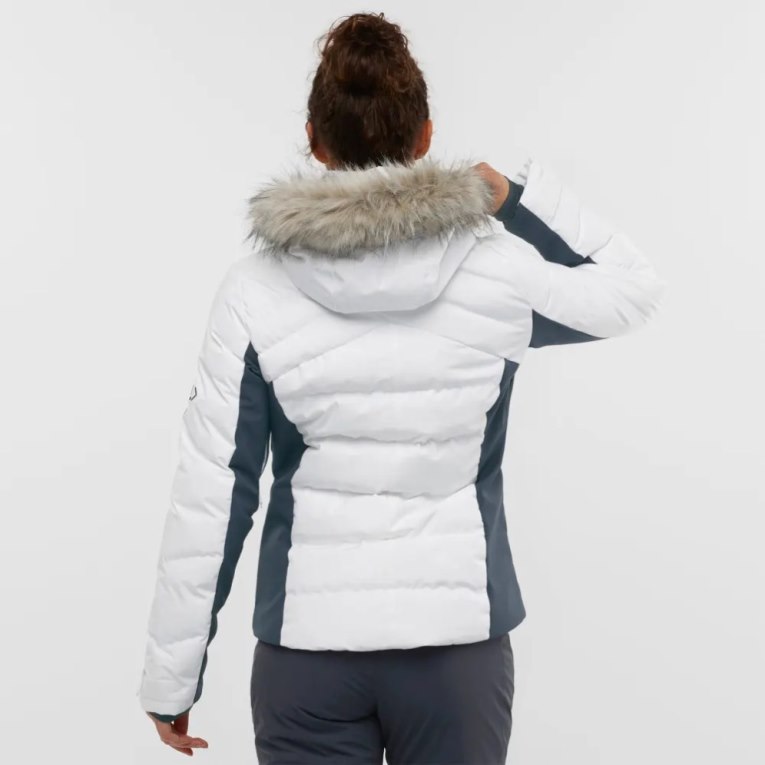 White Salomon Stormcozy Insulated Hoodie Women's Ski Jackets | PH 37582W